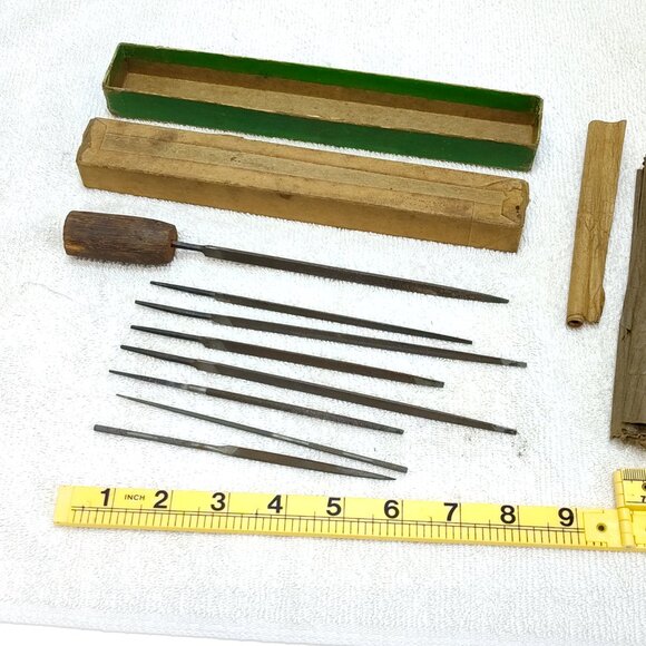 Precision Metal Needle Triangle Flat Files Mechanic Jewelry Handmade Handle VTG - Picture 8 of 9
